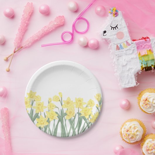 Waterverf Daffodil Ditzy Floral Papieren Bordje (Feest)