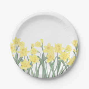 Waterverf Daffodil Ditzy Floral Papieren Bordje