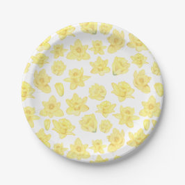 Waterverf Daffodil Ditzy Floral Papieren Bordje