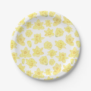 Waterverf Daffodil Ditzy Floral Papieren Bordje