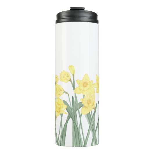 Waterverf Daffodil Ditzy Floral Pattered Thermosbeker (Voorkant)