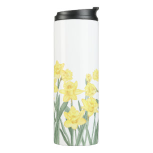 Waterverf Daffodil Ditzy Floral Pattered Thermosbeker