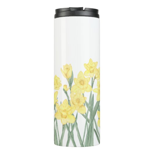 Waterverf Daffodil Ditzy Floral Pattered Thermosbeker (Achterkant)