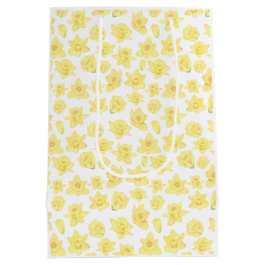 Waterverf Daffodil Floral Medium Gift Bag Medium Cadeauzakje (Achterkant)