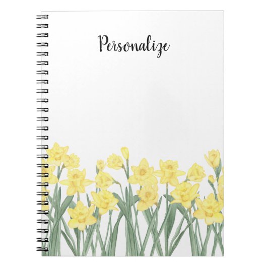 Waterverf Daffodil Floral Notitieboek (Voorkant)