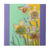 Waterverf Daffodil Flower Floral Ceramic Tile Tegeltje (Voorkant)