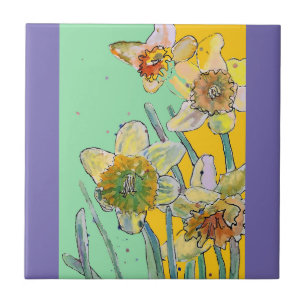 Waterverf Daffodil Flower Floral Ceramic Tile Tegeltje
