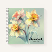 Waterverf Daffodil Flowers Sketchbook