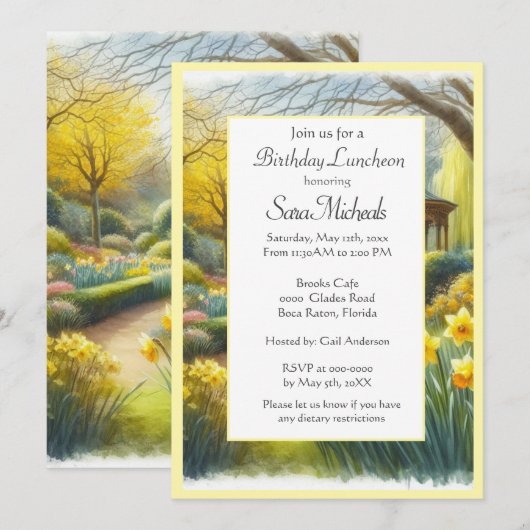 Waterverf Daffodil Garden Verjaardag Kaart (Voorkant / Achterkant)