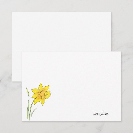Waterverf Daffodil Notitiekaartje (Voorkant / Achterkant)