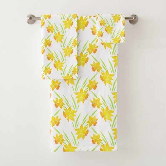 Waterverf Daffodil Patroon Bad Handdoek (Insitu)