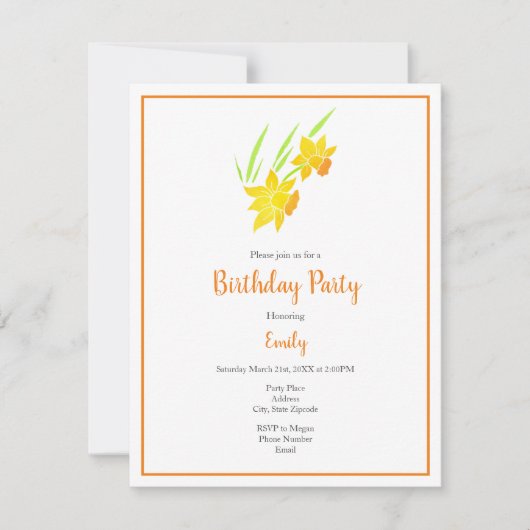 Waterverf Daffodil Patroon Kaart (Voorkant)