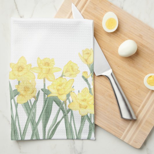 Waterverf Daffodil Theedoek (Quarter Fold)