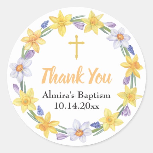 Waterverf Daffodil Wreath Floral Sticker (Voorkant)