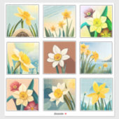 Waterverf Daffodilbloemen Scrapbook Sticker (Vel)