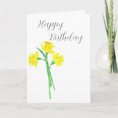 Waterverf Daffodils Birthday Kaart (Voorkant)