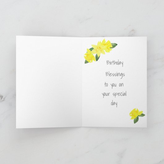 Waterverf Daffodils Birthday Kaart (Binnen)