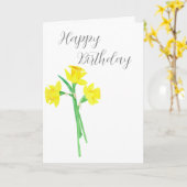Waterverf Daffodils Birthday Kaart (Gele Bloem)