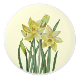 Waterverf Daffodils bloem Keramische Knop