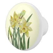 Waterverf Daffodils bloem Keramische Knop (Rechts)
