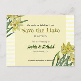 Waterverf Daffodils bloemenportret Bewaar de datum Aankondigingskaart