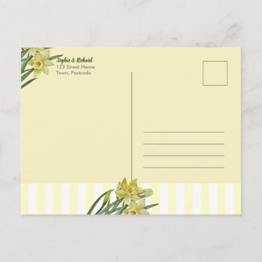 Waterverf Daffodils bloemenportret Bewaar de datum Aankondigingskaart (Achterkant)