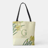 Waterverf Daffodils bloemenportret monogram Tote Bag (Achterkant)