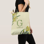 Waterverf Daffodils bloemenportret monogram Tote Bag (Dichtbij)