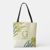 Waterverf Daffodils bloemenportret monogram Tote Bag (Achterkant)