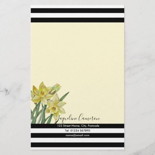 Waterverf Daffodils Botanische illustratie Briefpapier (Voorkant)