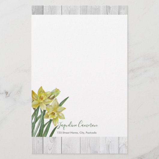 Waterverf Daffodils Botanische illustratie Briefpapier (Voorkant)