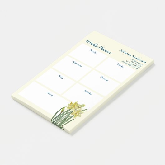 Waterverf Daffodils Botanische Wekelijkse Planner Post-it® Notes (Schuin)