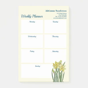 Waterverf Daffodils Botanische Wekelijkse Planner Post-it® Notes