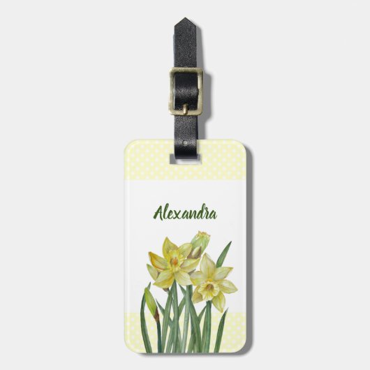 Waterverf Daffodils Flower Portrait Illustratie Bagagelabel (Voorkant verticaal)
