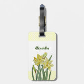 Waterverf Daffodils Flower Portrait Illustratie Bagagelabel (Achterkant verticaal)