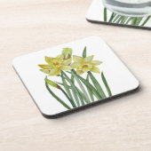 Waterverf Daffodils Flower Portrait Illustratie Bier Onderzetter (Linkerzijde)