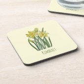Waterverf Daffodils Flower Portrait Illustratie Bier Onderzetter (Linkerzijde)