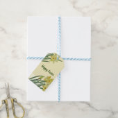 Waterverf Daffodils Flower Portrait Illustratie Cadeaulabel (Met Touw)