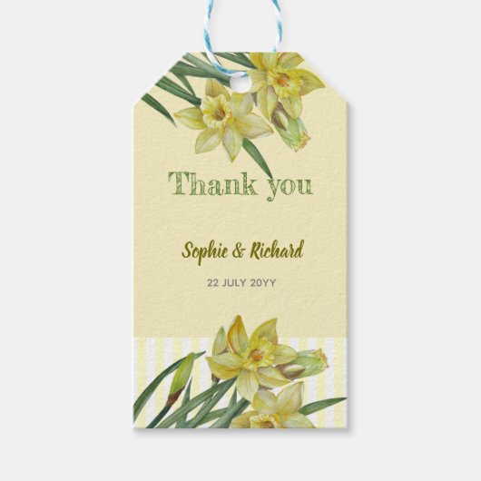 Waterverf Daffodils Flower Portrait Illustratie Cadeaulabel (Voorkant)