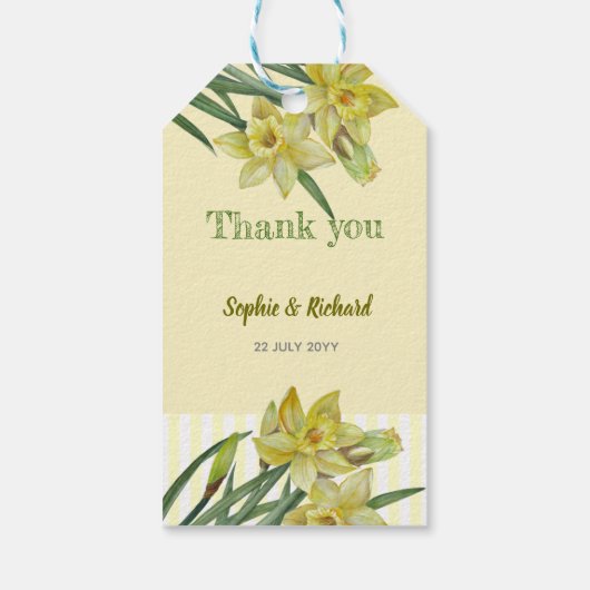Waterverf Daffodils Flower Portrait Illustratie Cadeaulabel (Achterkant)