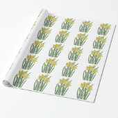 Waterverf Daffodils Flower Portrait Illustratie Cadeaupapier (Uitgerold)
