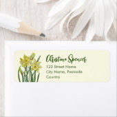 Waterverf Daffodils Flower Portrait Illustratie Etiket (Insitu)