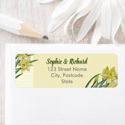 Waterverf Daffodils Flower Portrait Illustratie Etiket (Insitu)