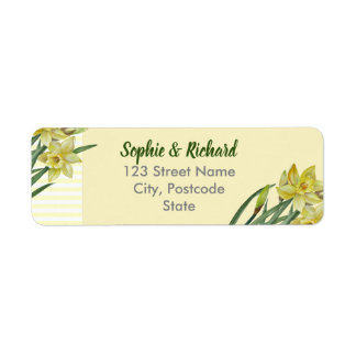 Waterverf Daffodils Flower Portrait Illustratie Etiket