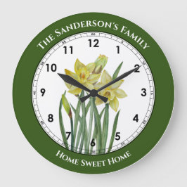 Waterverf Daffodils Flower Portrait Illustratie Grote Klok