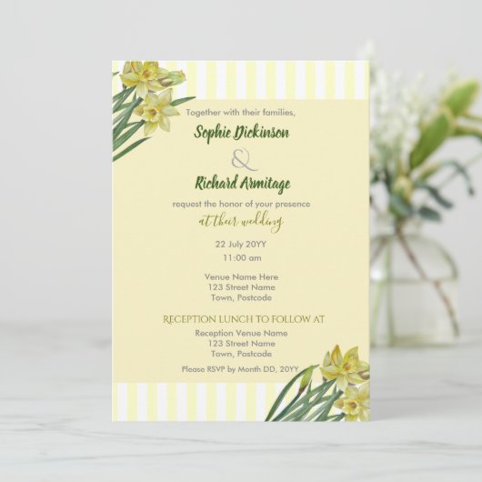 Waterverf Daffodils Flower Portrait Illustratie Kaart (Staand voorkant)