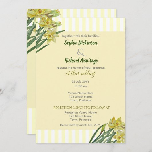 Waterverf Daffodils Flower Portrait Illustratie Kaart (Voorkant / Achterkant)