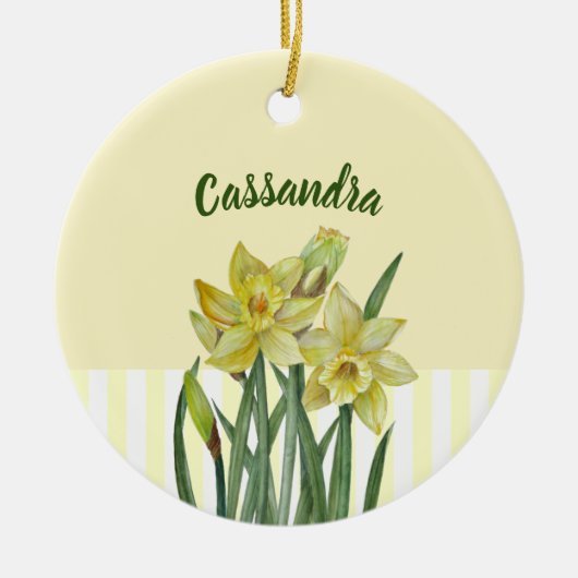 Waterverf Daffodils Flower Portrait Illustratie Keramisch Ornament (Voorkant)