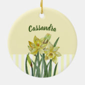 Waterverf Daffodils Flower Portrait Illustratie Keramisch Ornament (Achterkant)