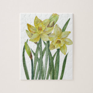 Waterverf Daffodils Flower Portrait Illustratie Legpuzzel